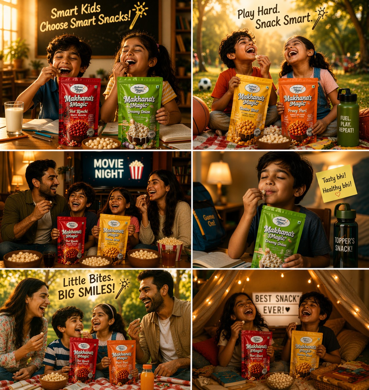 Kids and family enjoying Makhana's Magic together